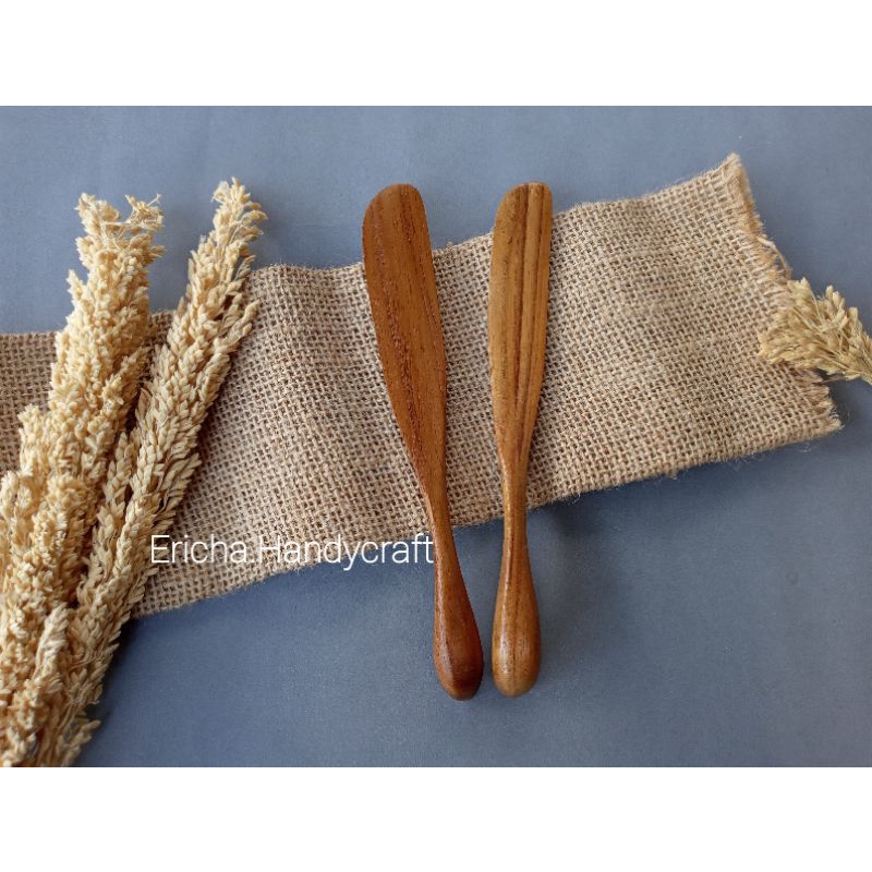 pisau mentega kayu jati/pisau oles selai/sendok oles selai