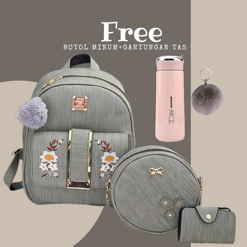 ♡COD♡ TAS RANSEL GOLDEN SET 3IN1 MODEL KOREA TERBARU 2020 TAS FASHION ANAK REMAJA