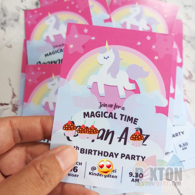 Kartu Undangan CUSTOM Ultah Ulang Tahun Anak S-Mini-Unicorn-258226
