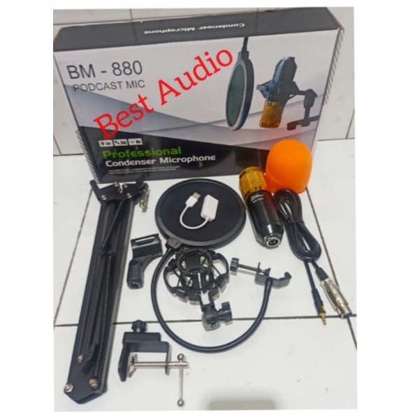 Paket komplit lengkap Mic Condensor Black Spider BM 880 BM880 original