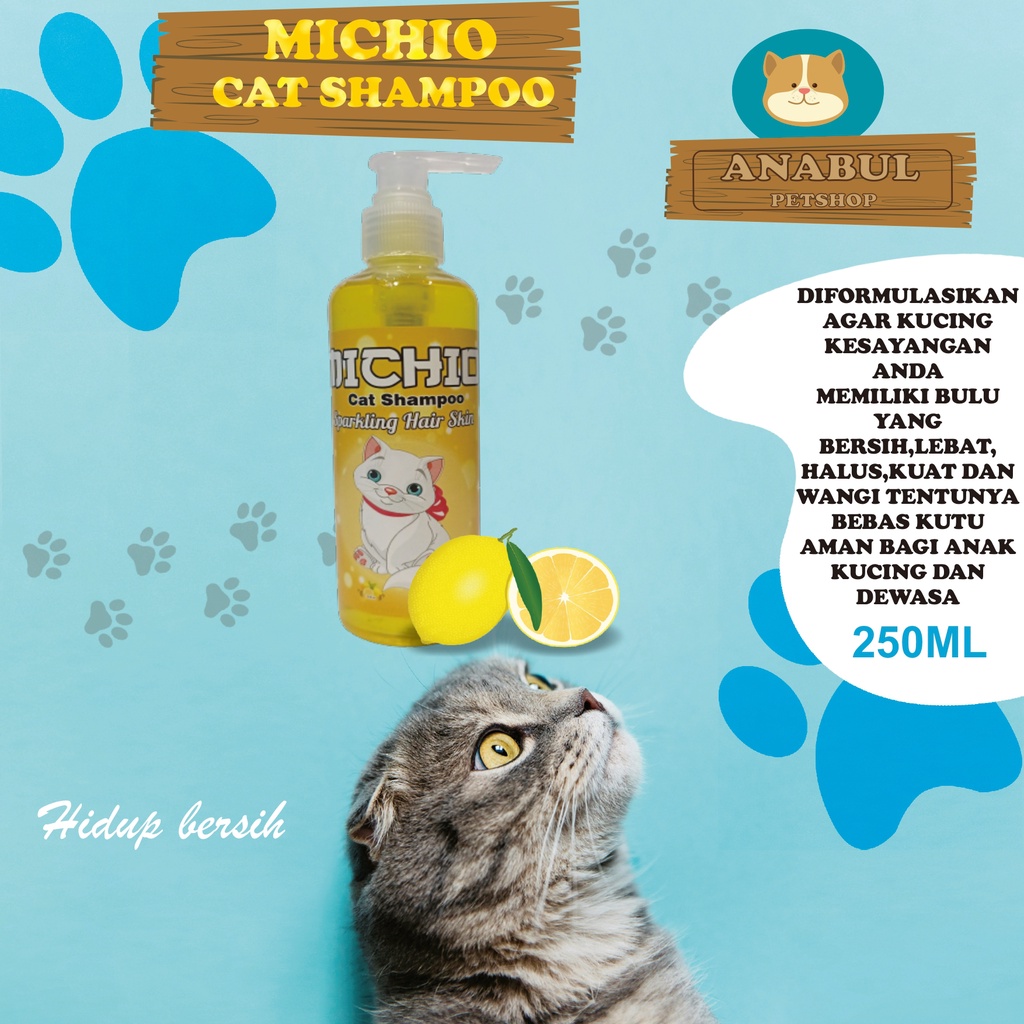 SHAMPOO KUCING &amp; ANJING 250ML MICHIO ANTI JAMUR &amp; KUTU BOTOL PUMP VARIAN STRAWBERRY JERUK APEL-BOTOL PUMP