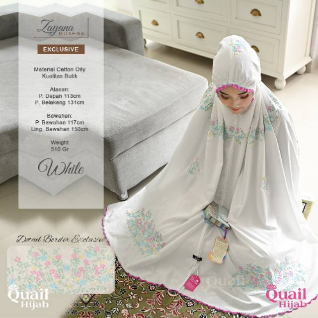 Zayana Mukena Katun Bordir Quail Hijab