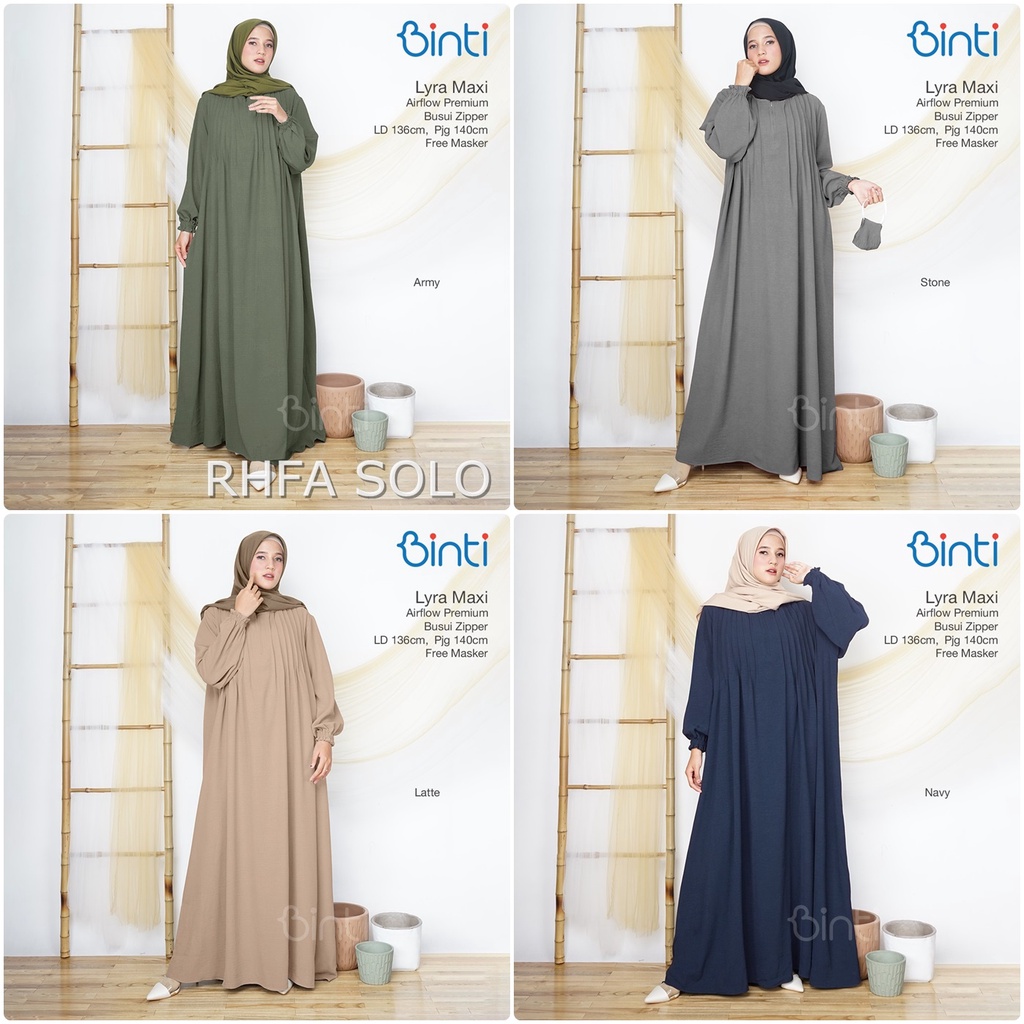 LYRA DRESS / 17.7 / BAHAN AIRFLOW PREMIUM / LD 136 CM / PB 140 CM / FREE MASKER / MAXI / JUMBO / BINTI