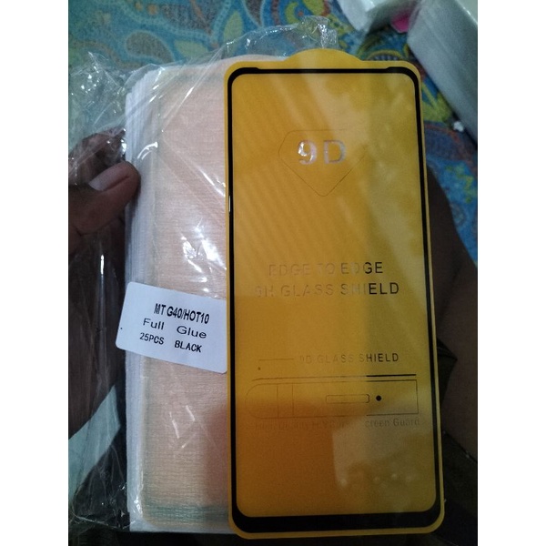 tempered glass full lapis hitam type HP infinix hot 10/ hot 10S