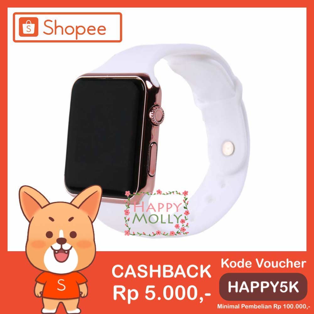 LED Watch [ White Rose Gold ] Jam Tangan Digital Pria &amp; Wanita - Strap Rubber