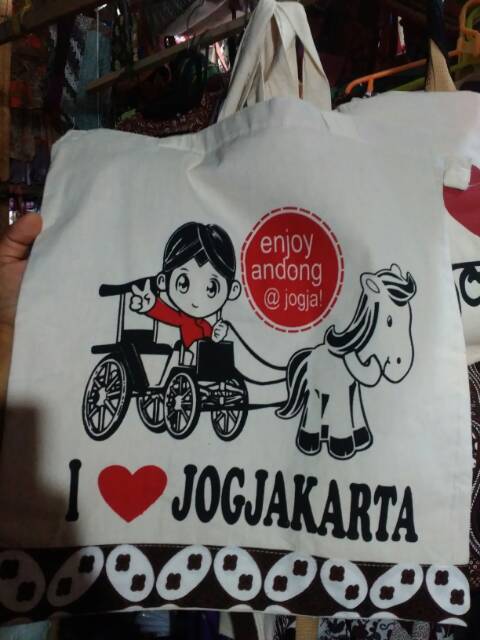 (BISA COD) TAS TOTE BAG JOGJA VARIASI BATIK UKURAN 35x25 cm SOUVENIR JOGJA UNTUK PRIA WANITA