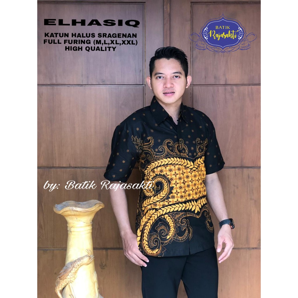 ELHASIQ Kemeja Batik Pria Lengan Pendek Katun Halus FULL FURING Rajasakti