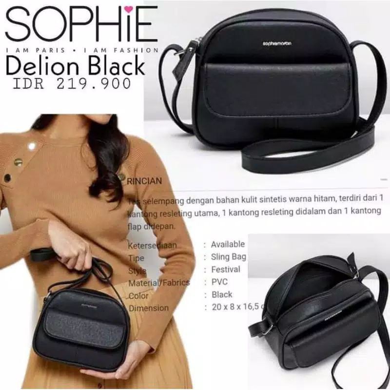 TAS SELEMPANG DELION BLACK SHOPIE PARIS SOPHIE MARTIN PROMO TERBARU