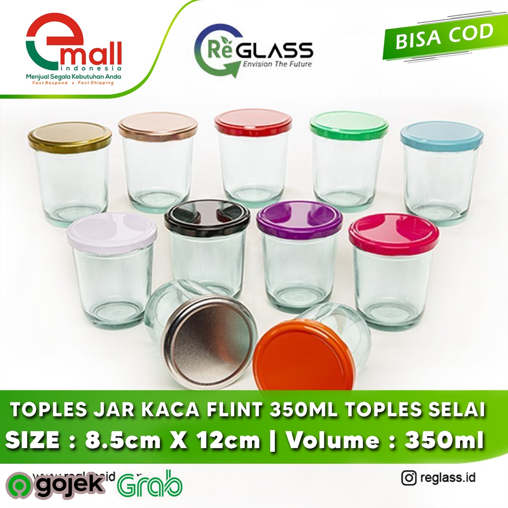 [GROSIR] TOPLES JAR KACA FLINT 350ml Toples Bulat Selai Makanan kering