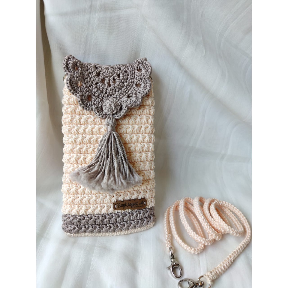 tas rajut slempang hp / tas rajut wanita / tas rajut hp