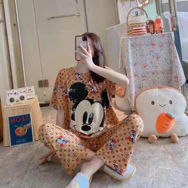 Piyama 3in1 baju tidur wanita import spandek comic