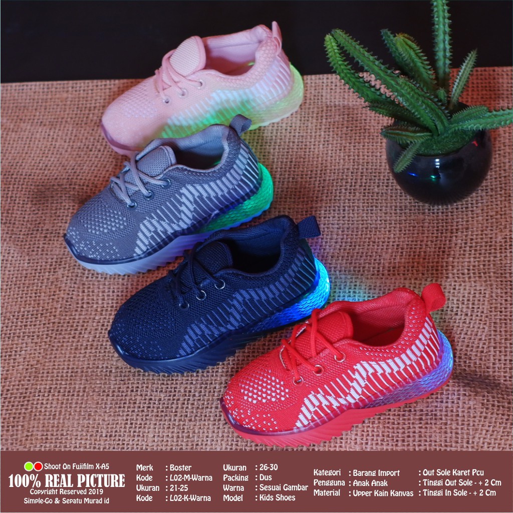 SEPATU IMPORT BABY KIDS UNISEX BOSTER VARIASI LAMPU L02 M 21-25