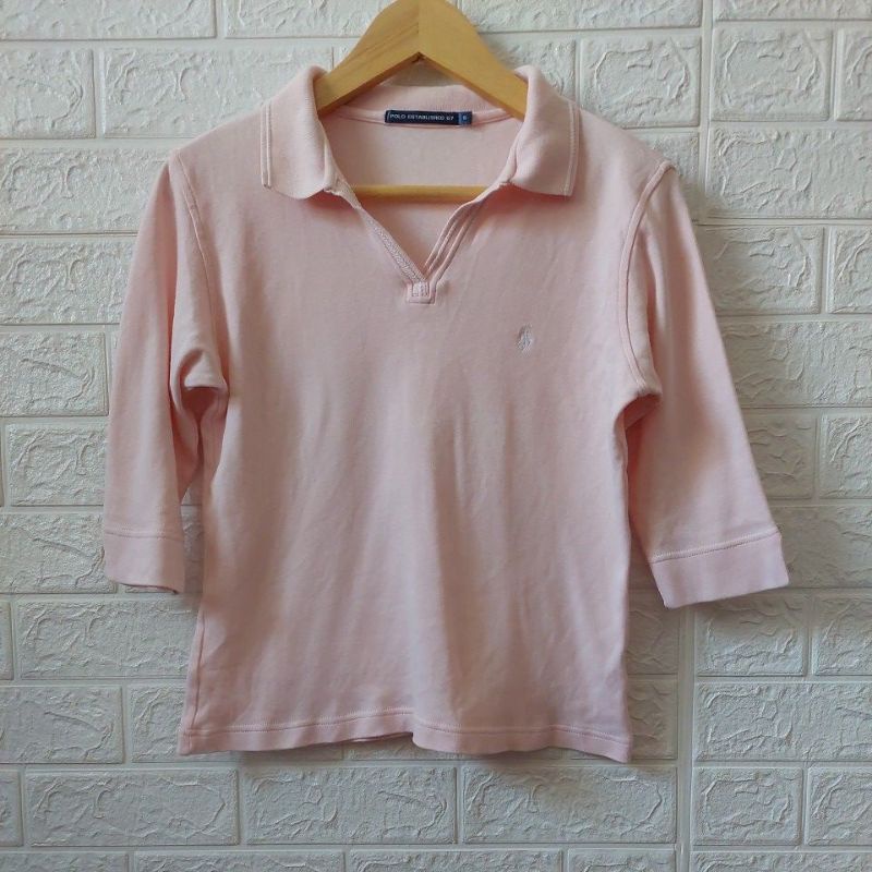 (PRELOVED) Kaos Berkerah Pol* Warna Pink