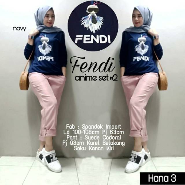 Fendi anime set fab spandex import LD 100-108 PJ 63 cm pant suede codorai PJ 93 cm Saku kanan kiri