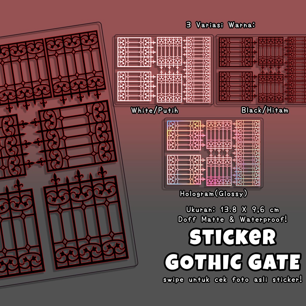 Stiker Dekorasi Deco Photocard / Journal / Polcos Gothic Gate Fence by @peachkiss.xo