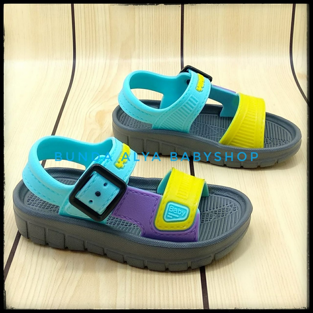 Sendal Anak Laki Laki 6 - 12 Bulan Tali BIRU KUNING - Sepatu Sandal Anak Cowok Karet Anti Licin Size 19 - 21 - Sandal Gunung Anak Laki Laki