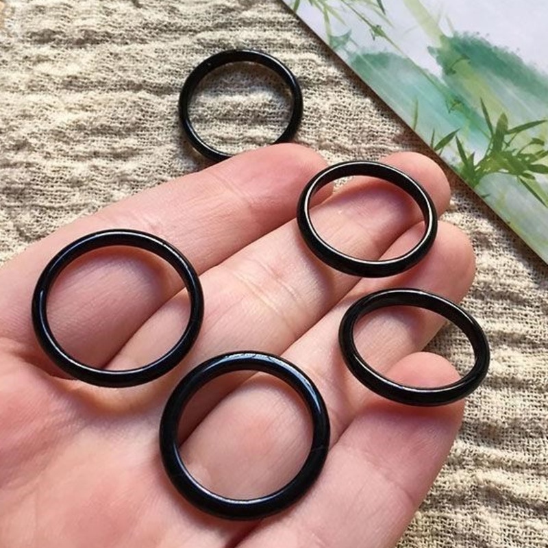 Set Cincin Warna Hitam Gaya Harajuku Korea Untuk Aksesoris