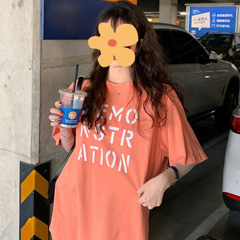 Oversize Tee Tshirt Wanita Model Longgar Motif Tulisan DEMO