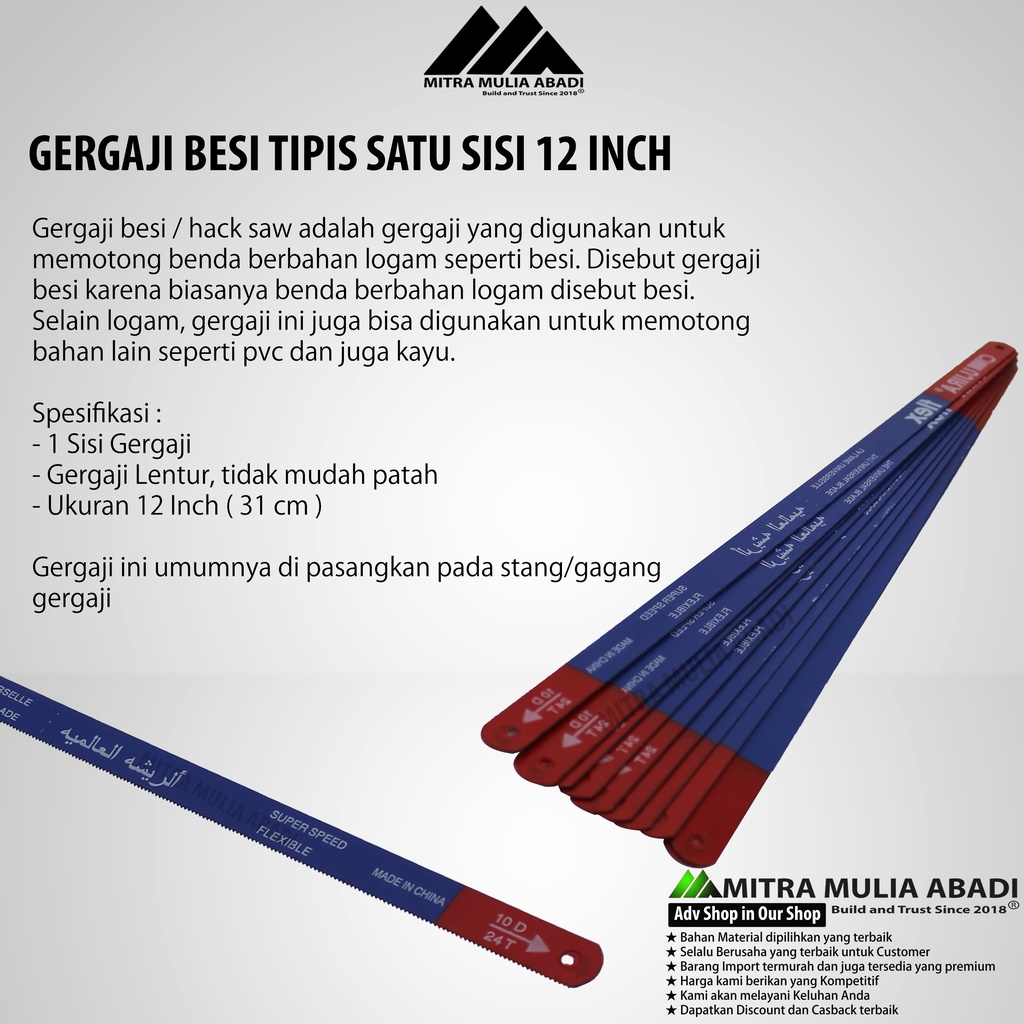 MATA GERGAJI BESI JORDAN 24TP MATA GERGAJI HOLLOW PIPA 12&quot;X300MM 1pcs