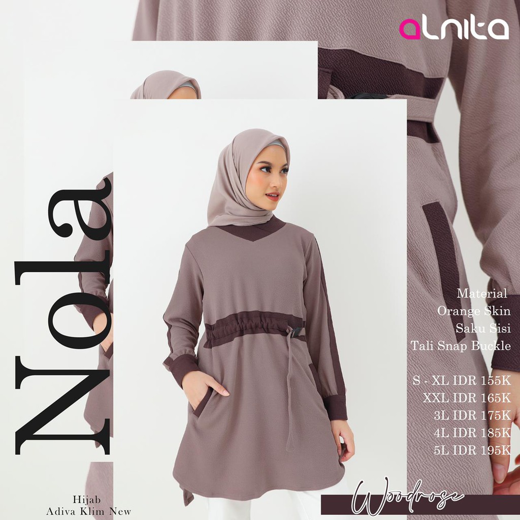 ALNITA ATASAN NOLA BAHAN KULIT JERUK ATASAN MUSLIMAH FASHION OOTD KEKINIAN [BISA COD]