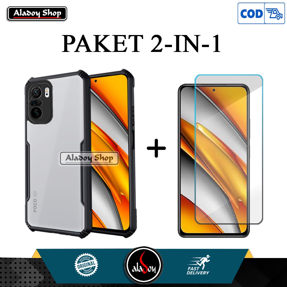 Case Poco F3 2021 Casing Transparent + Tempered Glass Clear