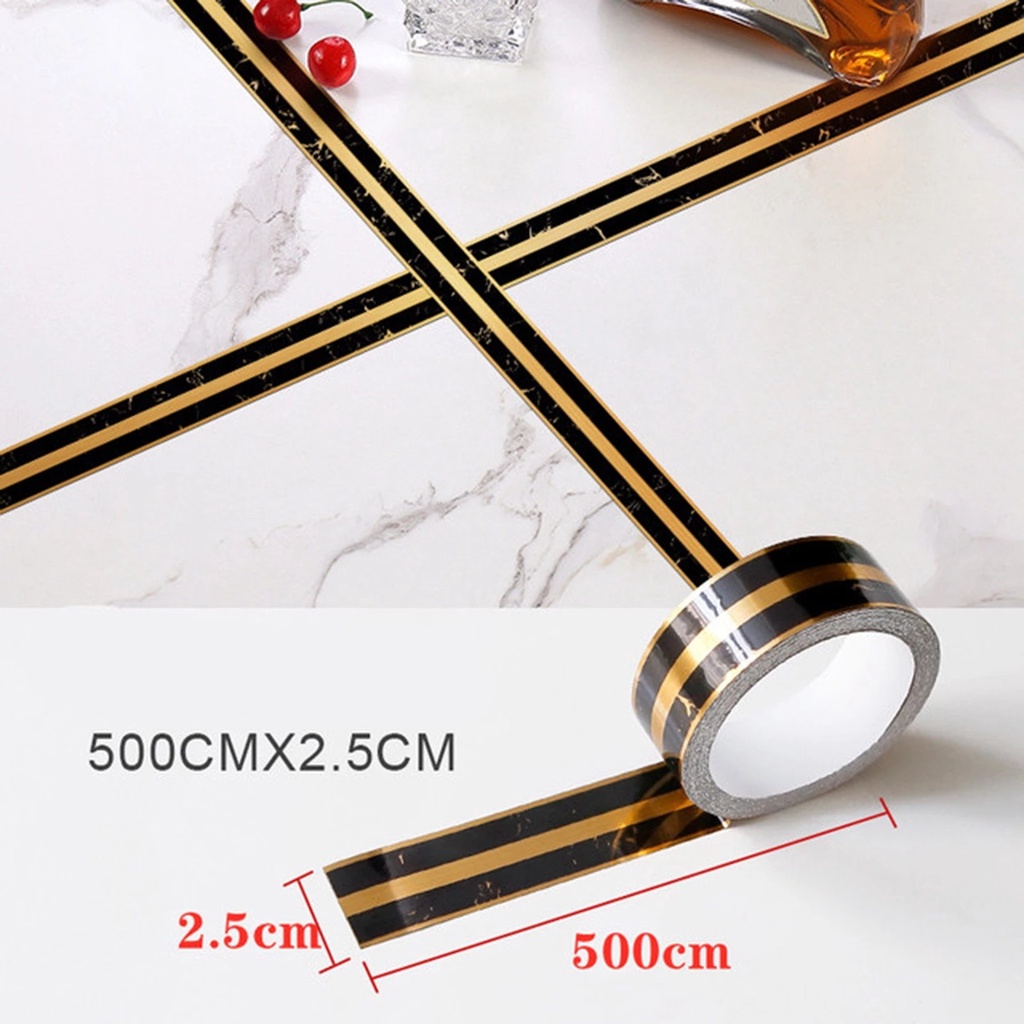 Hot Sale/5M Tahan Aus Jahitan Cantik Garis Emas Self Adhesive Floor Tile Stickers/Waterproof Tile Beauty Seam Tape Stickers