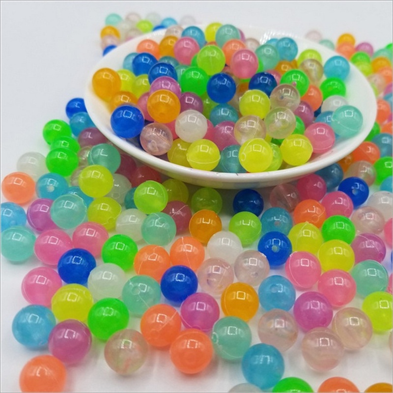 6/8/10/12mm Mixed Color Acrylic Luminous Loose Beads For DIY Bracelets Necklace Making