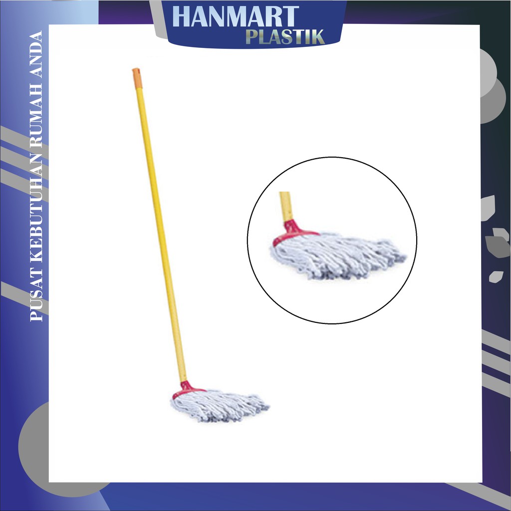 Pel Lantai Pembersih Rumah Livina Cotton Mop Oval 301 BM-39 Set Lion Star Pel Gagang Plastik Murah