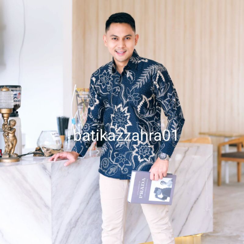 kemeja batik pria modern premium slim fit lengan panjang