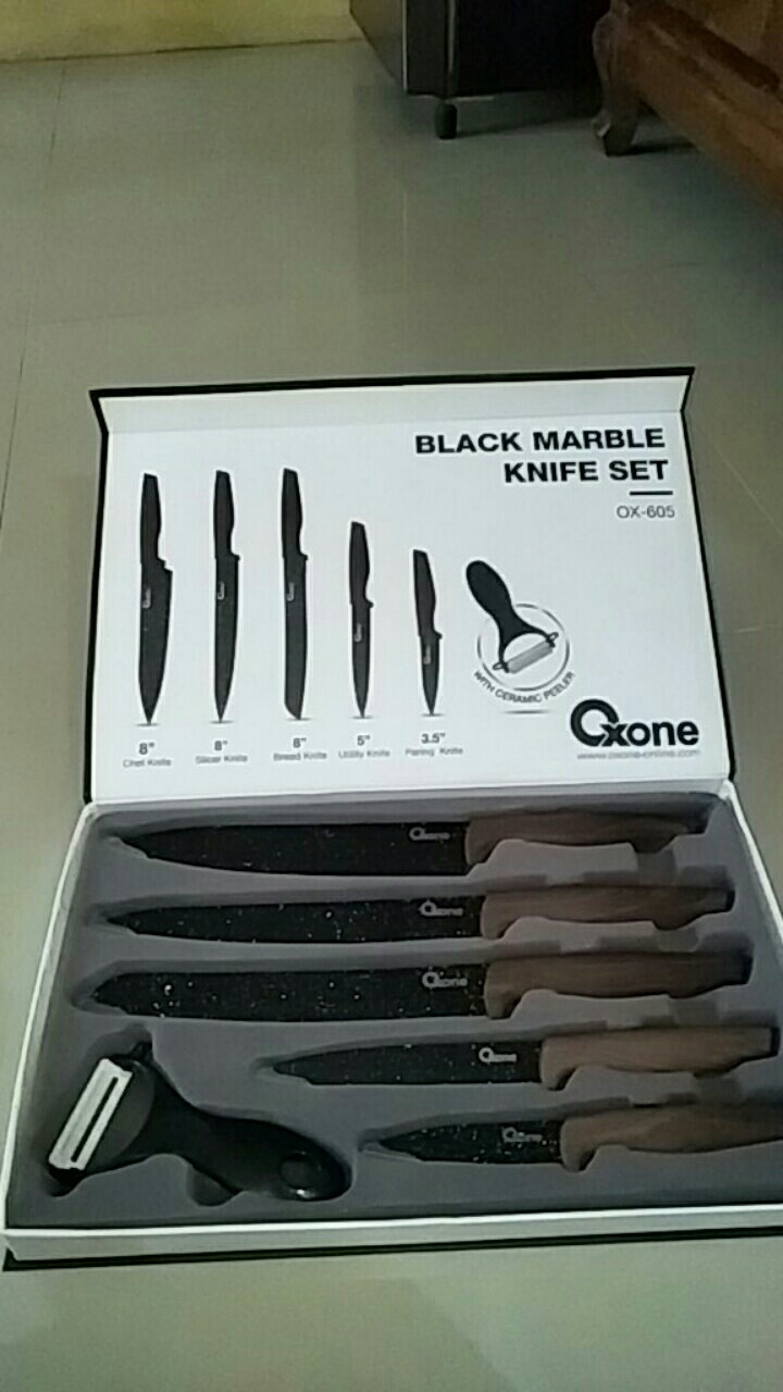 Pisau Set / Knife Set Oxone Black Marble / Marmer Hitam Ox 605 / Ox605 / Ox-605 (original100%)