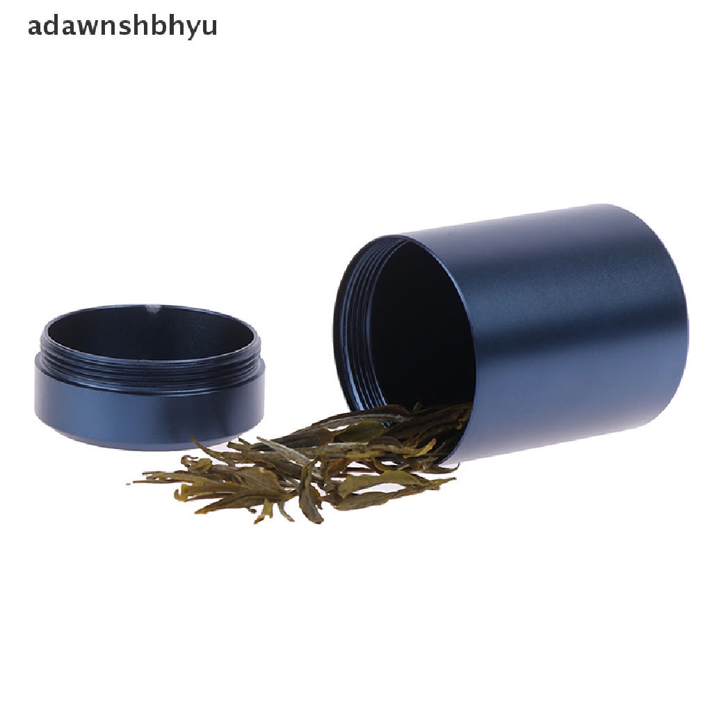 Adawnshbhyu 1x Wadah Kedap Udara Kedap Udara Aluminium Herb Stash Jar Metal Sealed Can Tea Jar