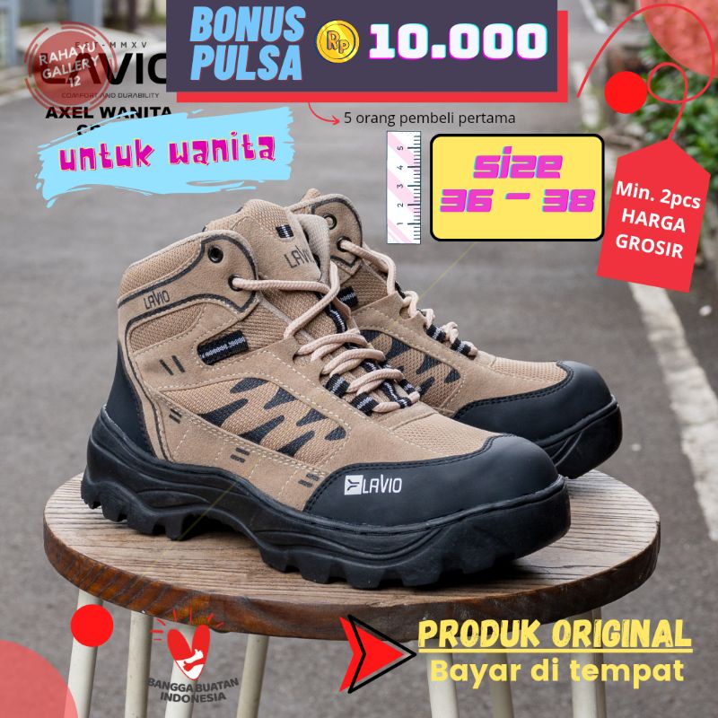 Sepatu Safety Pria Wanita Original Size 36 - 38 Ujung Besi Lavio Axel untuk Kerja Proyek Lapangan