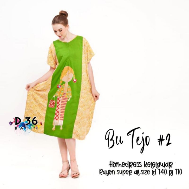 Daster Bu Tejo #2 Batik Homedress Kelelawar Baju Tidur Rayon Pastel Baju Tidur Kartun Jumbo Santai