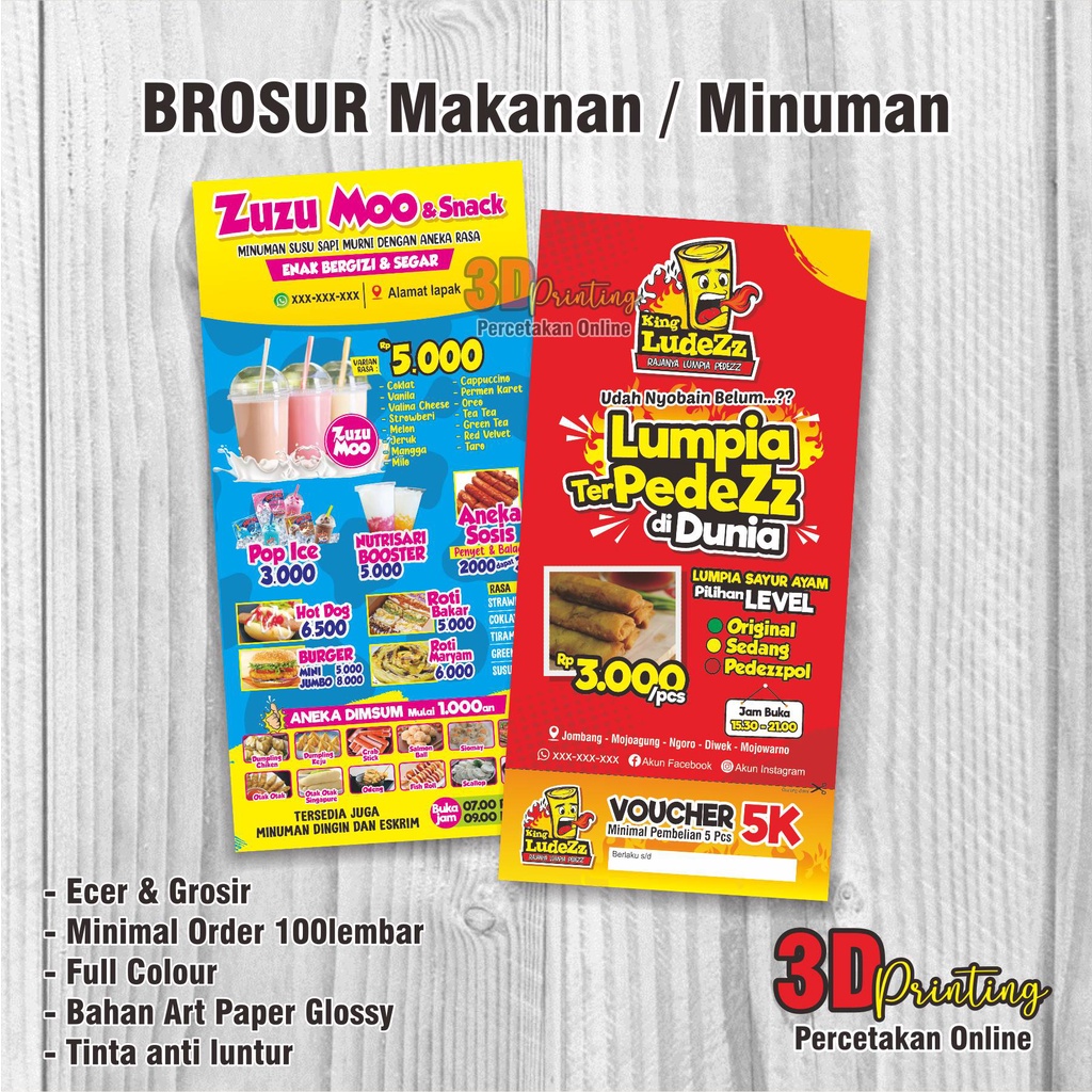 

Cetak Brosur / Flyer Makanan minuman custom