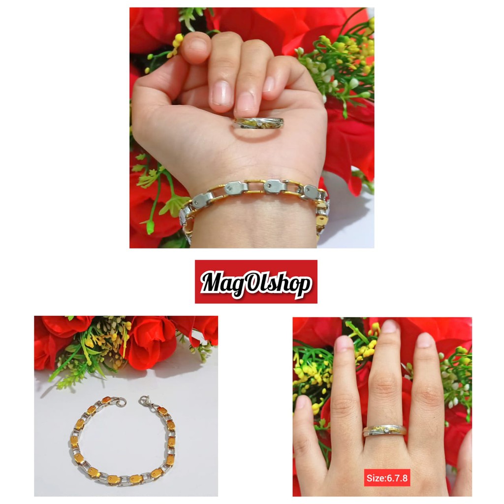 Gelang Dewasa Rantai free cincin TITANIUM STAINLESS STEEL