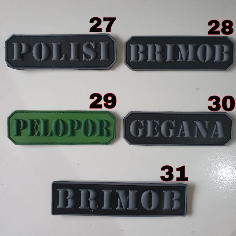 Patch Rubber Logo Polisi Velcro Karet Tempel
