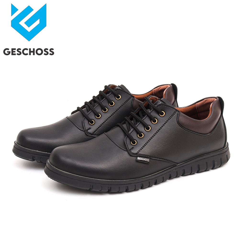 FULL BLACK |GESCHOSS| Sepatu Formal Hitam Pria Casual ORIGINAL Sepatu Kerja Kantor