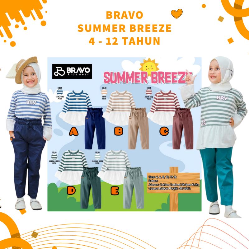 BRAVO KIDSWEAR KIDS SUMMER BREEZE ONE SET STELAN BAJU ANAK AESTETIC CASUAL SET BAJU ANAK PREMPUAN CE