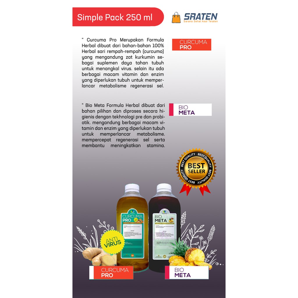 Imun Booster Herbal COVID Suplement Daya Tahan Tubuh CURCUMA PRO + BIO META || SIMPLE PACK @250ml