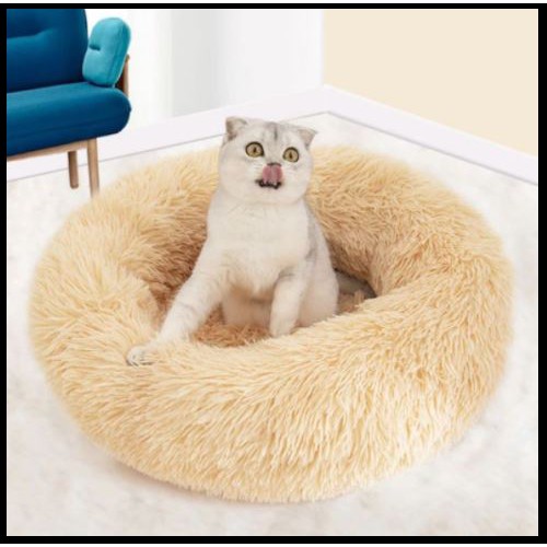 kasur kucing besar /cat bed tempat tidur anjing Putih , abu - abu atau crem dengan bulu lembut mewah