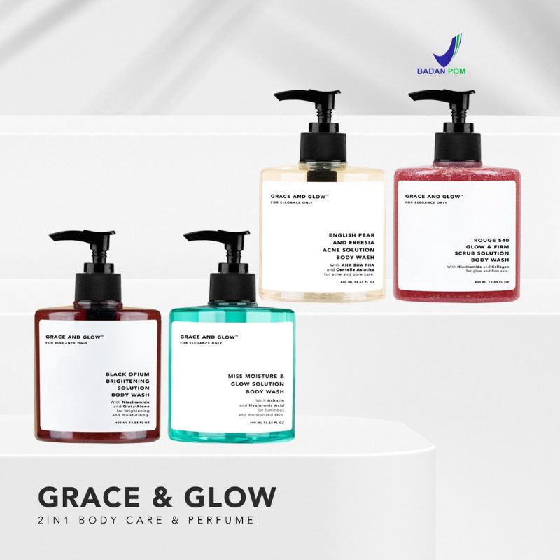 [BPOM] Grace &amp; Glow Black Opium Brightening Booster Pear and Freesia Anti Acne Solution Body Wash | Grace and Glow body Wash