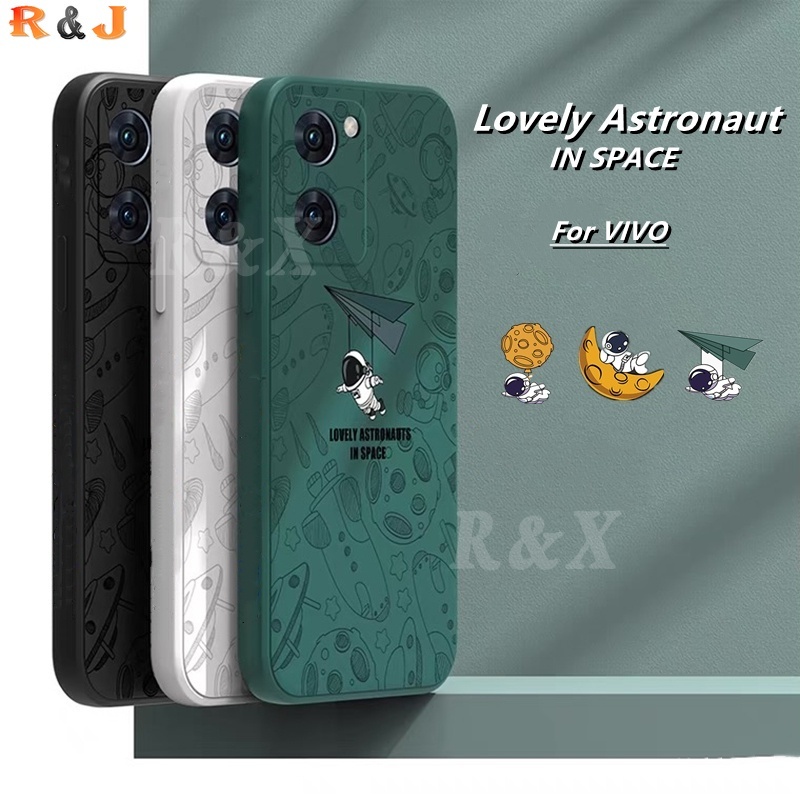 Case Bahan Silikon Desain Astronot Luar Angkasa Untuk VIVO Y16 Y35 Y15S Y15A Y33S Y21T Y20i Y12S Y53 Y11 Y15 Y17 Y91C Y95 V19 Y30