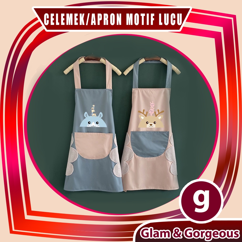 Celemek Masak Apron Waterproof Kain Dapur Motif Karakter  CM006