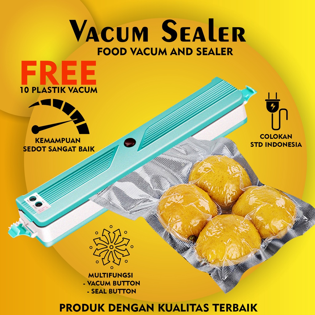Gremi Vacum Sealer Alat Vakum Makanan/Alat Vacum Makanan Frozen/Mesin Vacum Makanan（Free 10 Kantong 