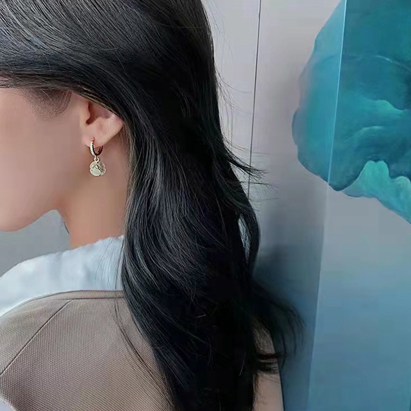 Anting Stud Hias Kristal Mutiara Gaya Korea Untuk Wanita