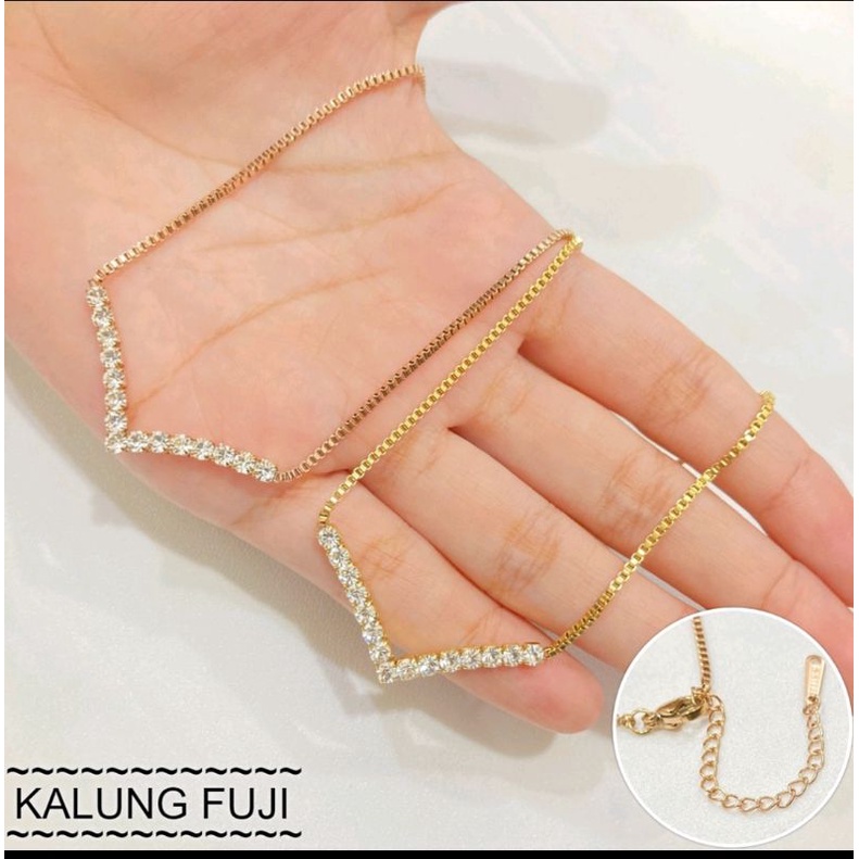 KALUNG FUJI PERMATA TITANIUM ANTI KARAT AKSESSORIS FASHION KOREAN