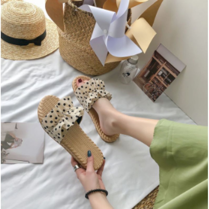 SANDAL KOKOP WANITA PRESS KERUT POLKADOT SM10