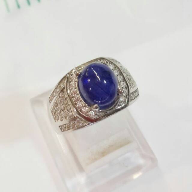 Cincin perak pria batu blue safir afrika 07