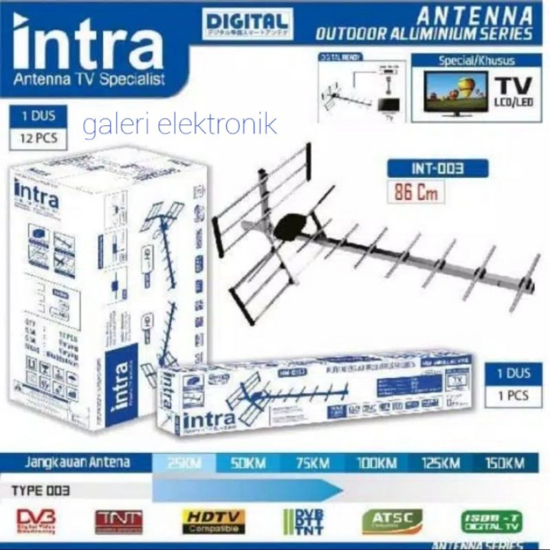 Antena Tv Digital INTRA  INTB003 free kabel 13mtr