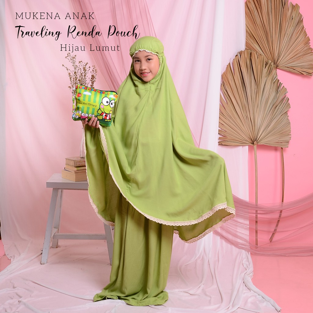 MUKENA BALI TASIK - MUKENA ANAK KATUN RAYON RENDA TRAVELING POUCH